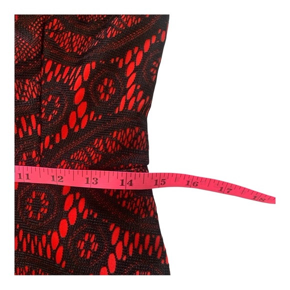 Enfocus Studio Red and Black Lace A-line Dress Sleeveless Mini Size 6 - Picture 9 of 11